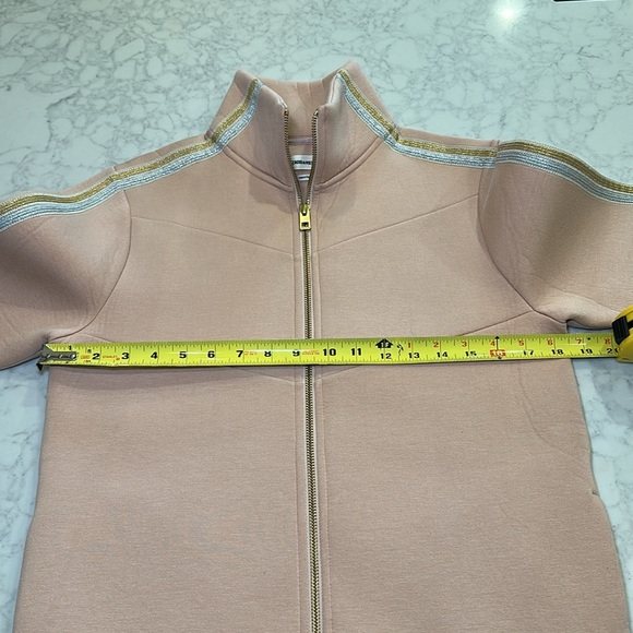 Zadig & Voltaire Cosy Neo Zip Up Jacket Blush Pink Metallic Stripe Size Small - Picture 6 of 8